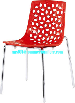 chaise sans bras en plastique avec jambes chromées PC118