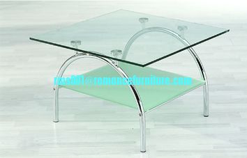 Table basse en verre trempé/chromé A040