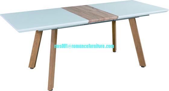 Table de salle à manger avec pieds en métal par transfert à chaud, MDF brillant T607