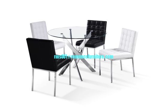 Table de salle à manger en verre de 10 mm, pieds chromés, modèle T754