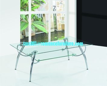 Table basse en verre trempé/chromé A038