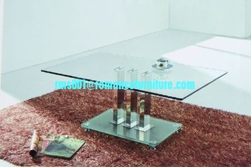 Table basse en verre trempé/chromé A044
