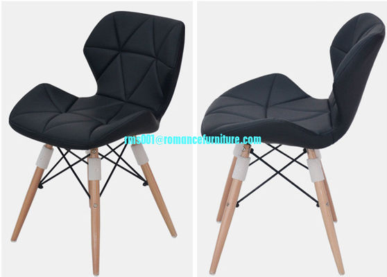 Chaise de salle à manger en cuir PVC coloré avec pieds en bois et acier pc146
