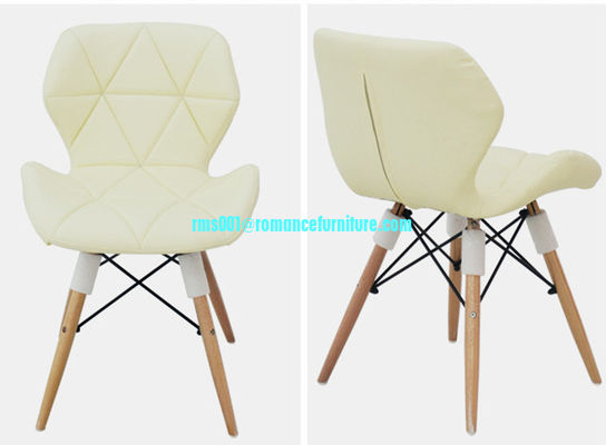 Chaise de salle à manger en cuir PVC coloré avec pieds en bois et acier pc146