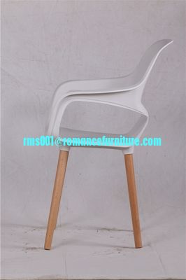 chaise en plastique à jambes en bois, chaise de loisir PC613