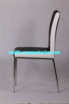 Chaise de salle à manger en cuir souple finition chromée à 4 pieds C1623