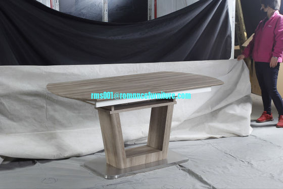 Table à manger à base de papier MDF/acier inoxydable T1901