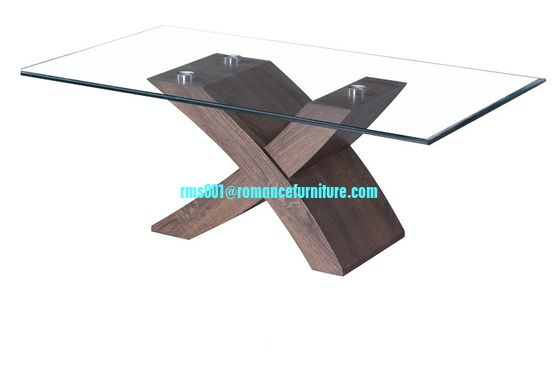 Verre trempé en promotion, table basse A034-1 avec base en MDF recouverte de papier peint et peinture