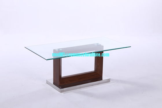 Grande table basse en verre courbé à chaud, pieds en bois, table basse, table centrale 658
